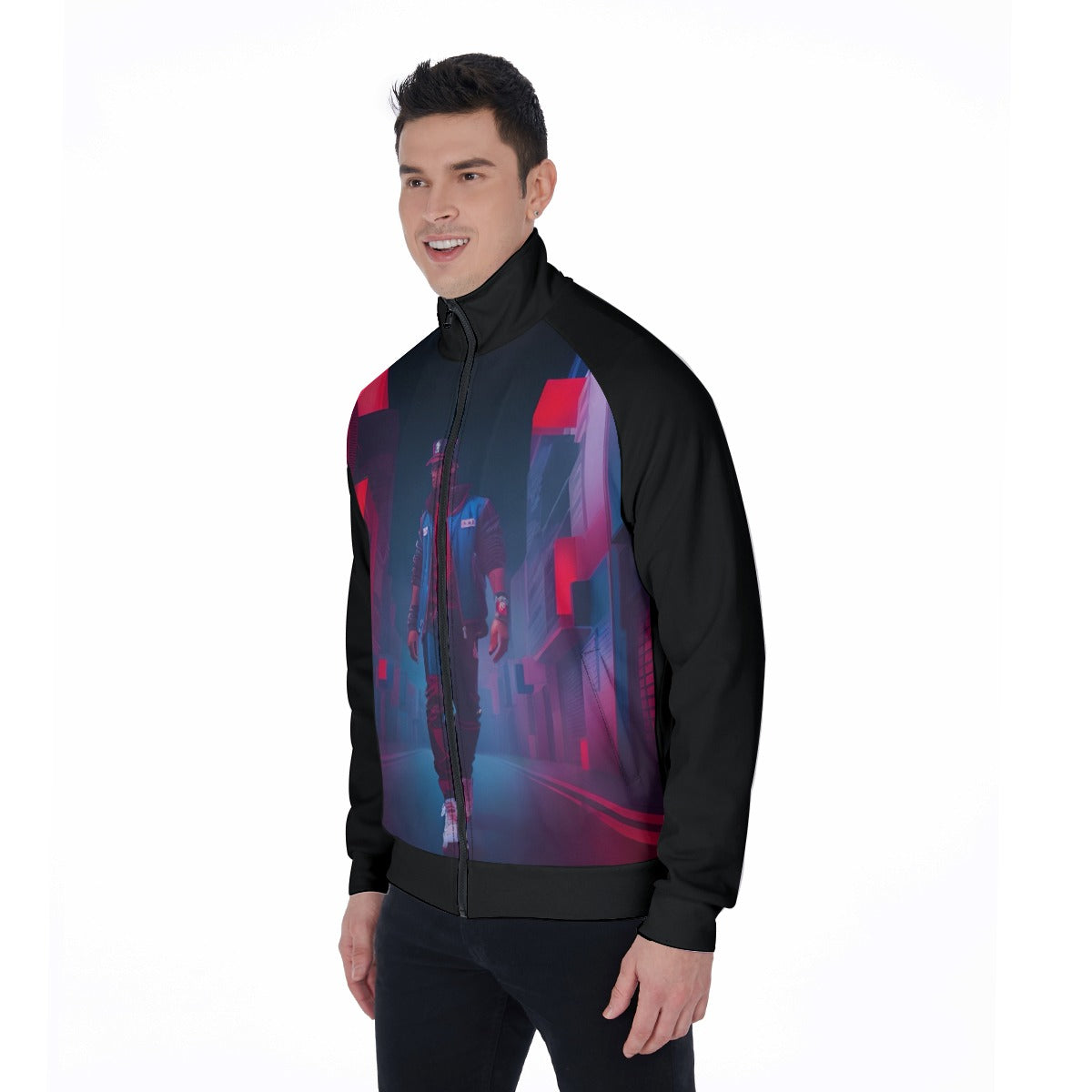 All-Over Print Men's Stand Collar Jacket