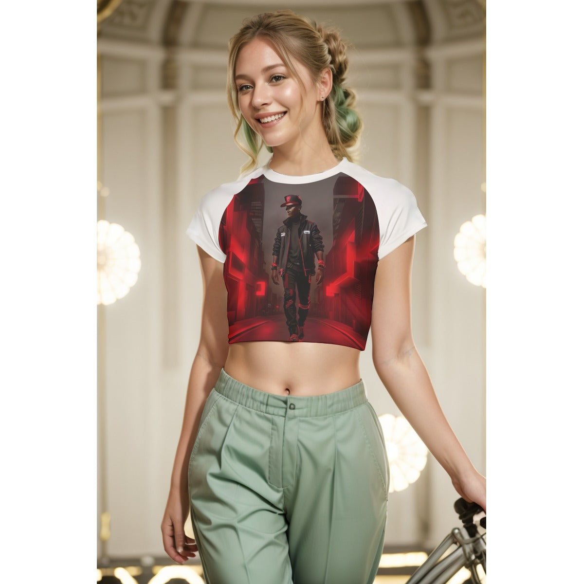 All-Over Print Women's Raglan Cropped T-shirt