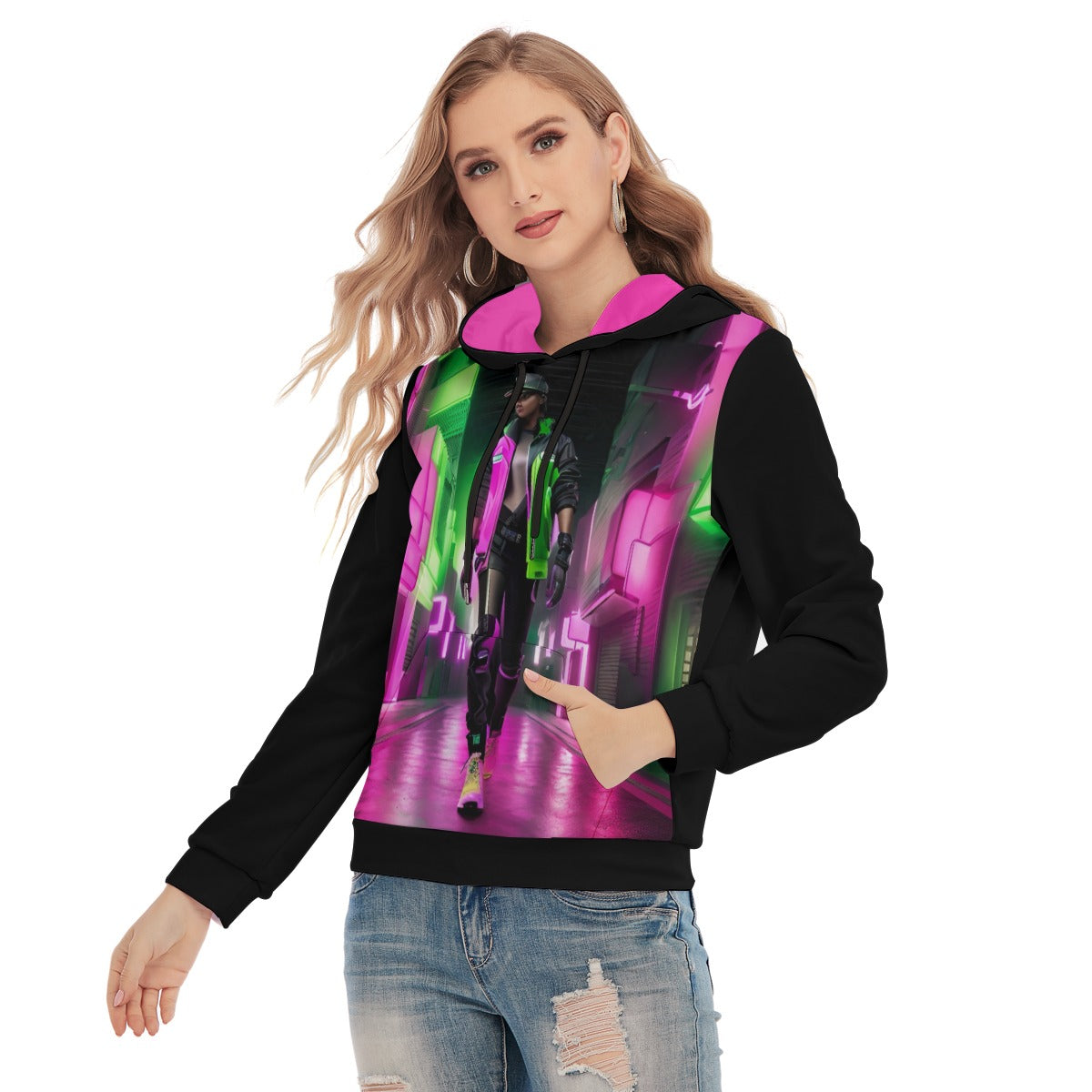 All-Over Print Women's Slim Pullover Hoodie