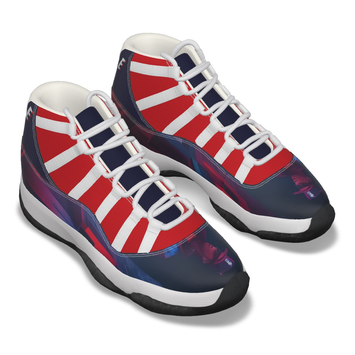 The Elite Experience: Men's High Top Basketball Shoes (Red / White / Blue)