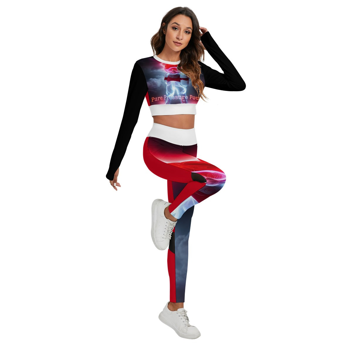 All-Over Print Women's Sport Set With Backless Top And Leggings