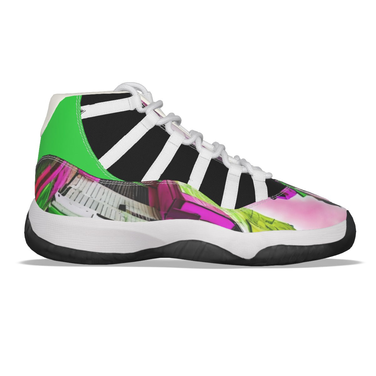 The Elite Experience: Men's High Top Basketball Shoes (pink / Lime Green / Black / White)