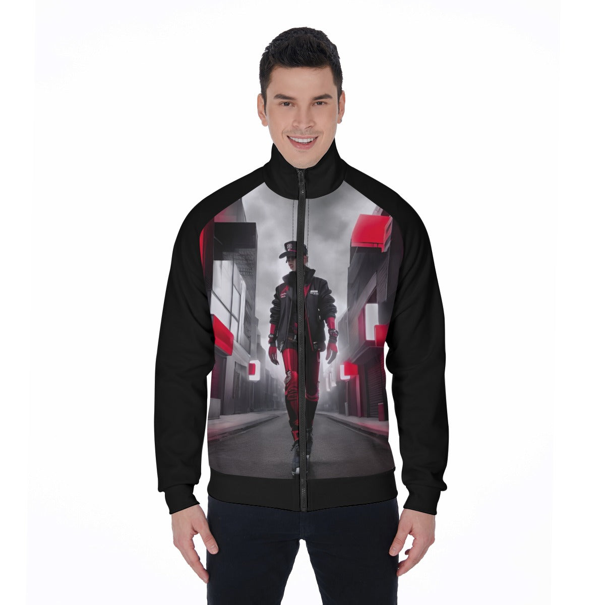 All-Over Print Men's Stand Collar Jacket