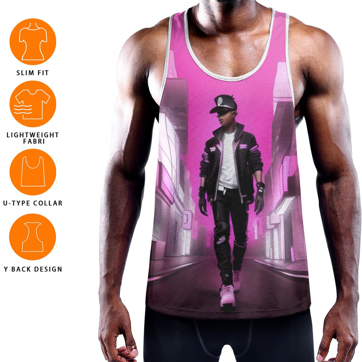 All-Over Print Men's Slim Y-Back Muscle Tank Top