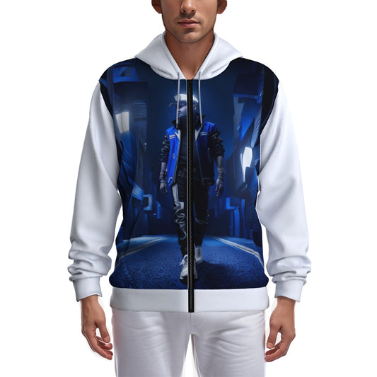 All-Over Print Zip Up Hoodie With Pocket