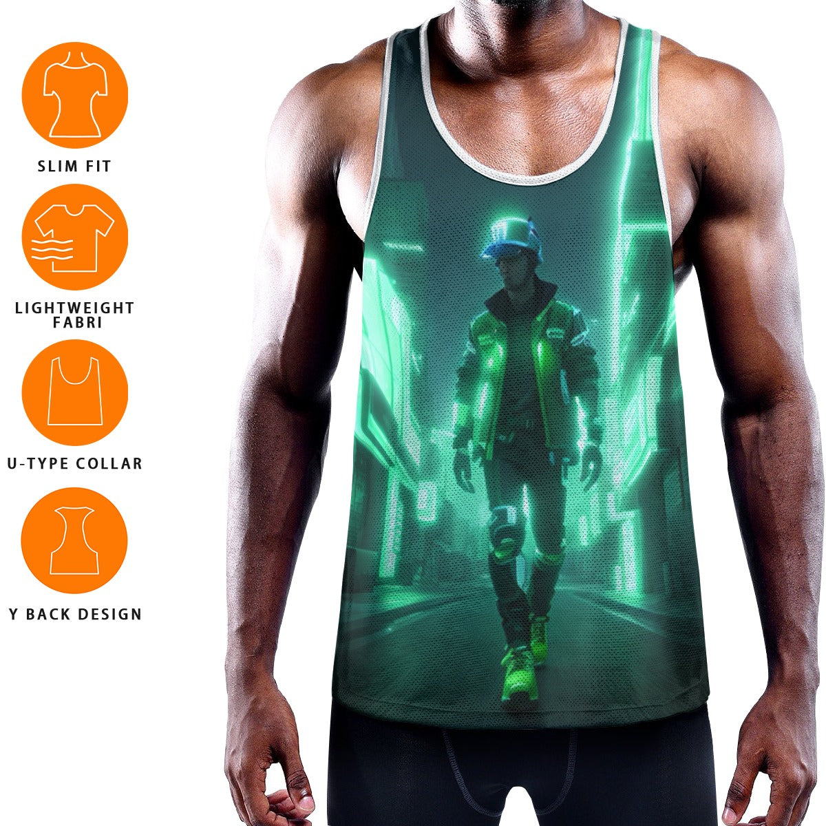 All-Over Print Men's Slim Y-Back Muscle Tank Top