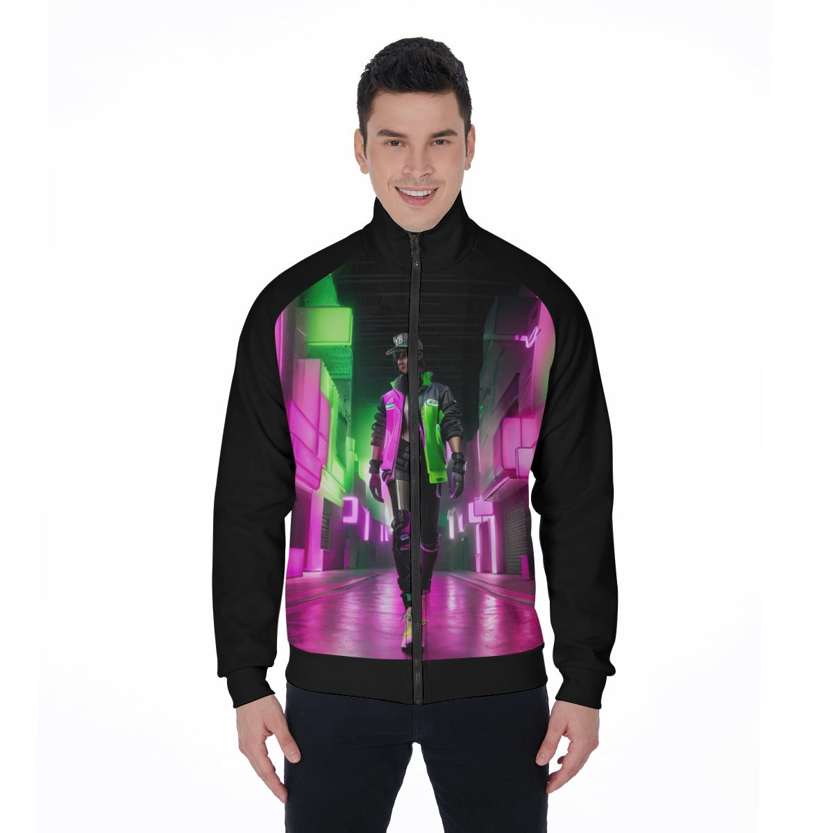 All-Over Print Men's Stand Collar Jacket