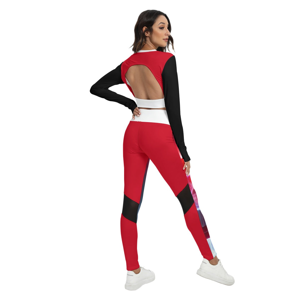 All-Over Print Women's Sport Set With Backless Top And Leggings