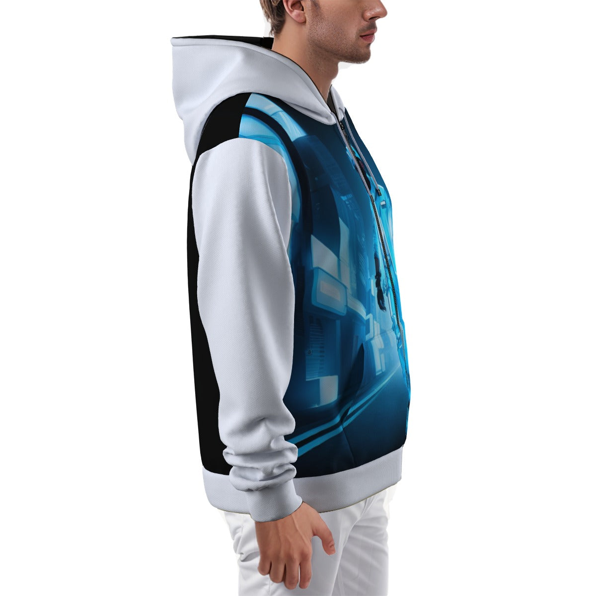 All-Over Print Zip Up Hoodie With Pocket