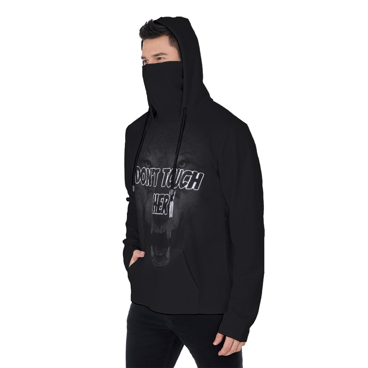 Don’t Touch Her Men's Pullover Hoodie With Mask