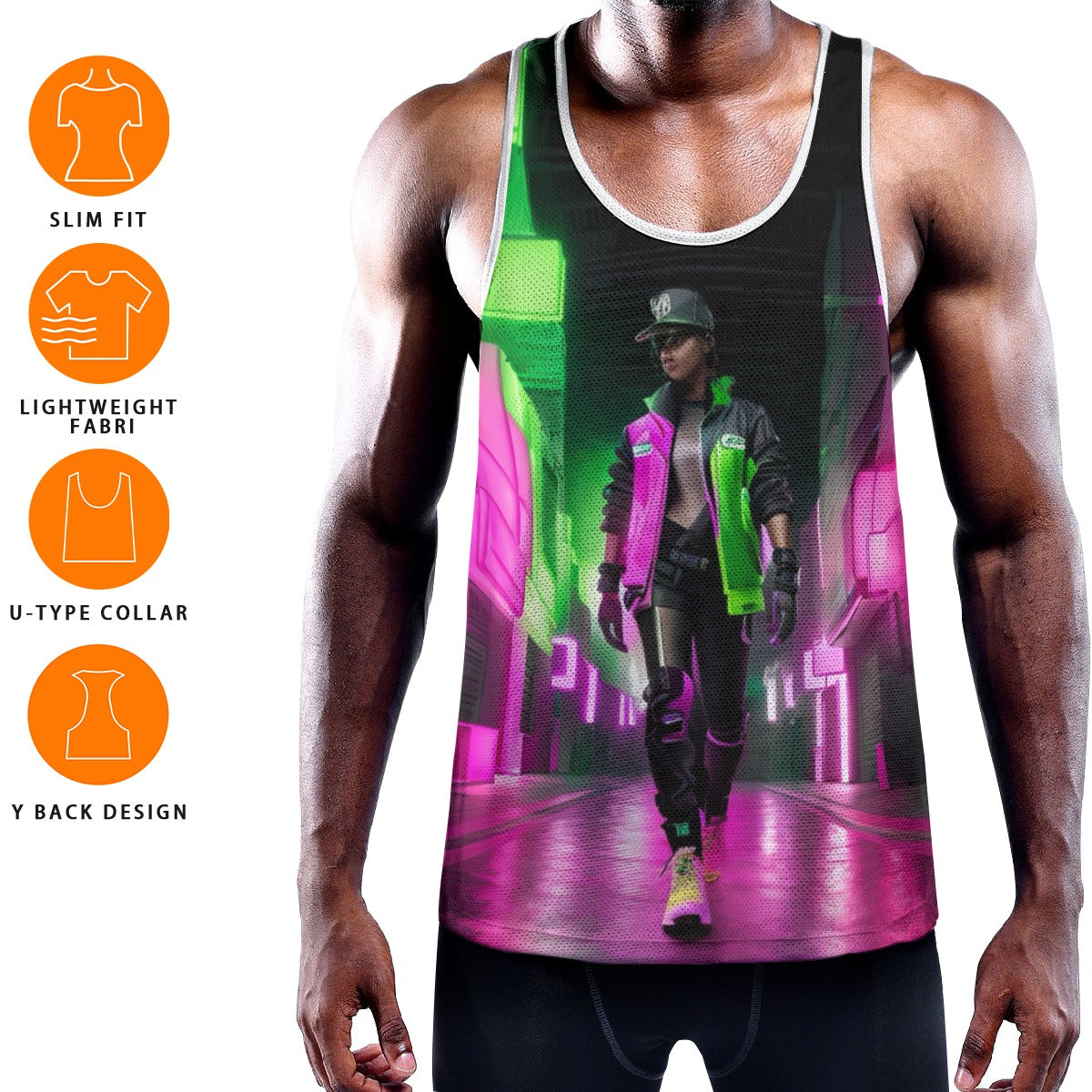 All-Over Print Men's Slim Y-Back Muscle Tank Top