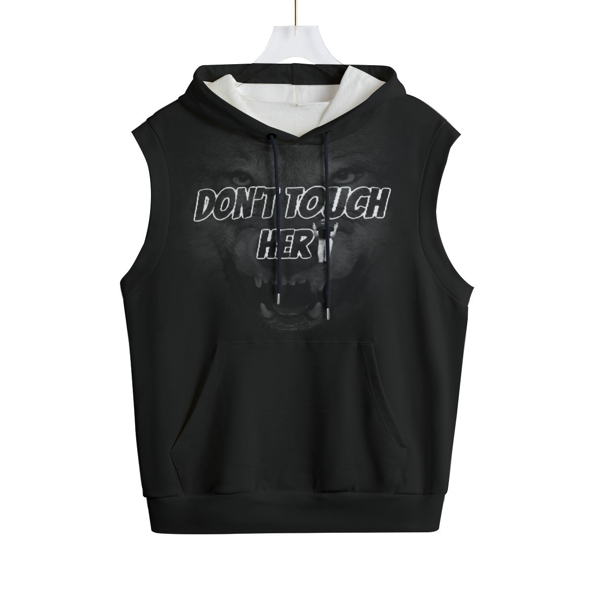 Don’t Touch Her: All-Over Print Unisex Hooded Vest | 310GSM Cotton