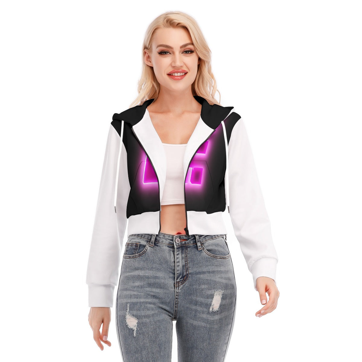 The Elite Experience
 Women's Crop Top Hoodie With Zipper Closure (pink)