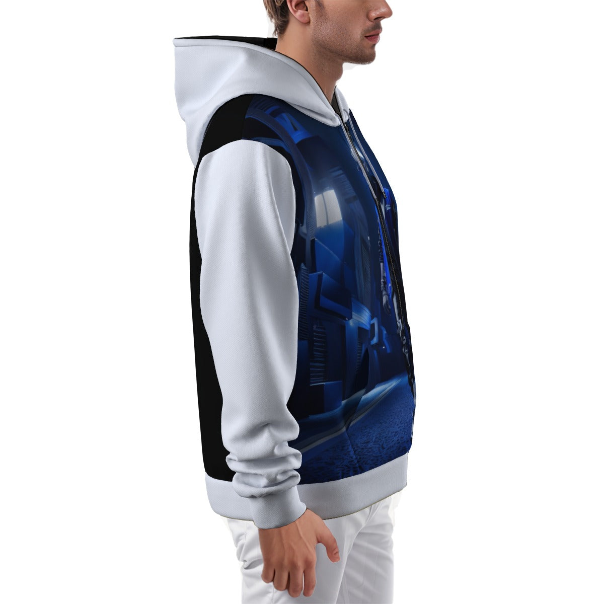 All-Over Print Zip Up Hoodie With Pocket