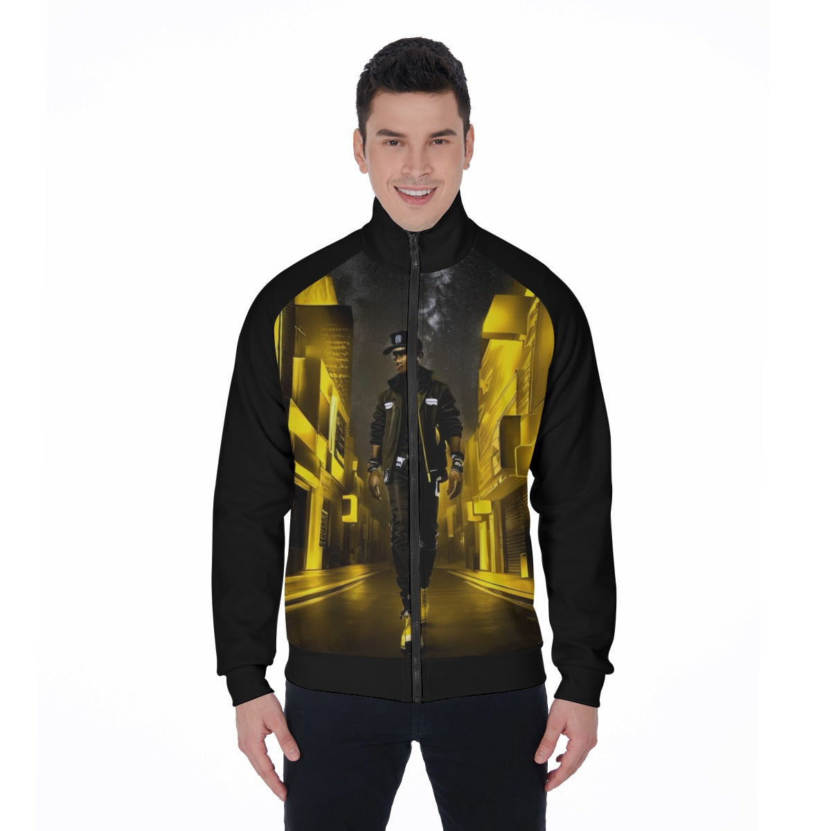 All-Over Print Men's Stand Collar Jacket