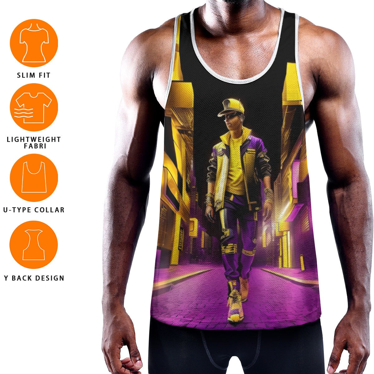 All-Over Print Men's Slim Y-Back Muscle Tank Top