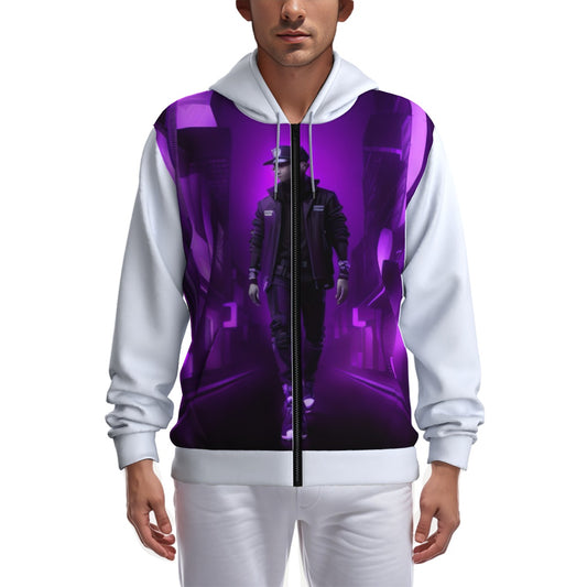 All-Over Print Zip Up Hoodie With Pocket