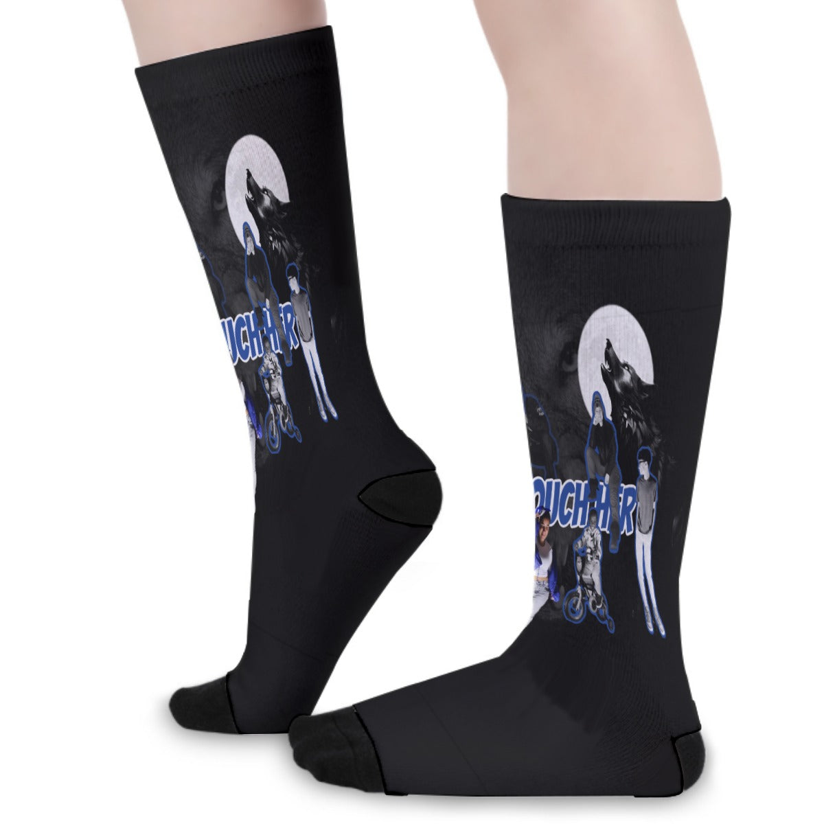 Don’t Touch Her Royal Blue Unisex Long Socks