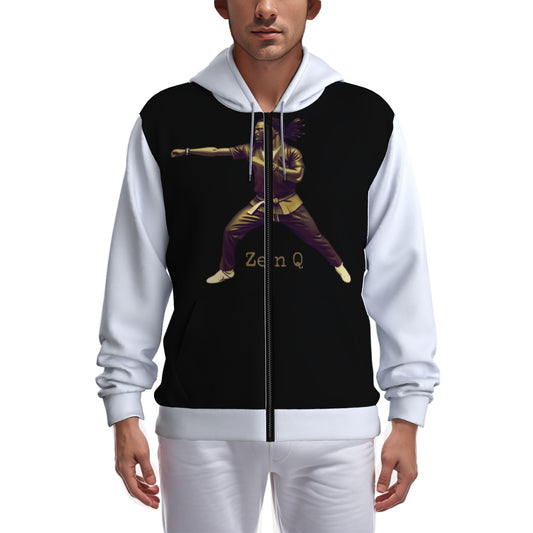 All-Over Print Zip Up Hoodie With Pocket