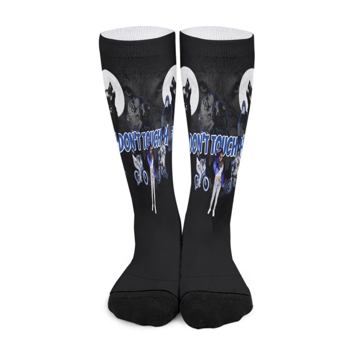 Don’t Touch Her Royal Blue Unisex Long Socks