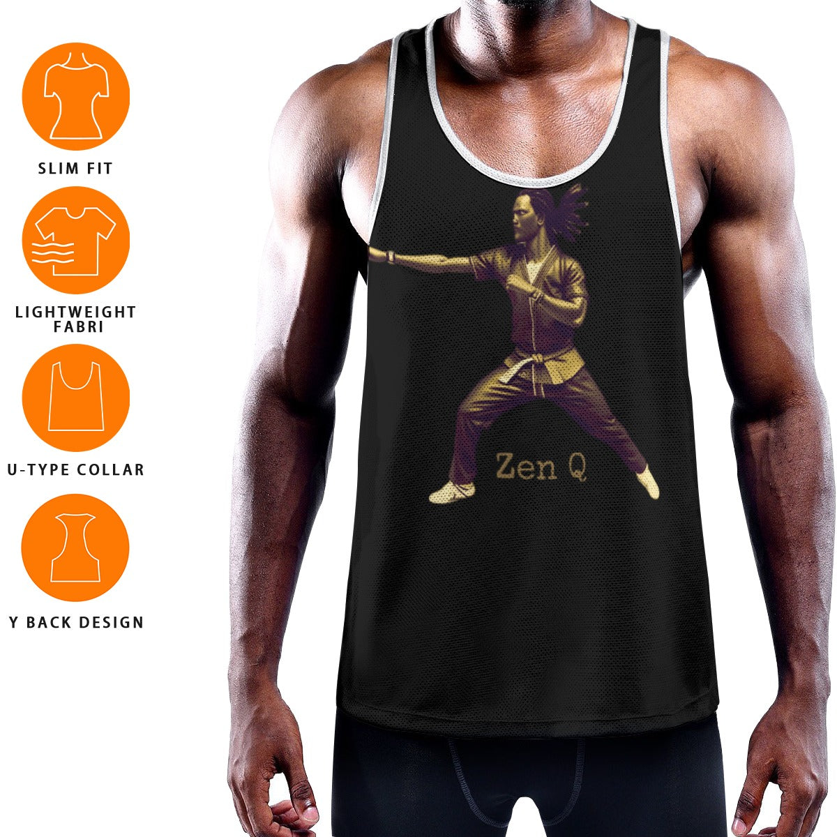 Zen Q
 Men's Slim Y-Back Muscle Tank Top