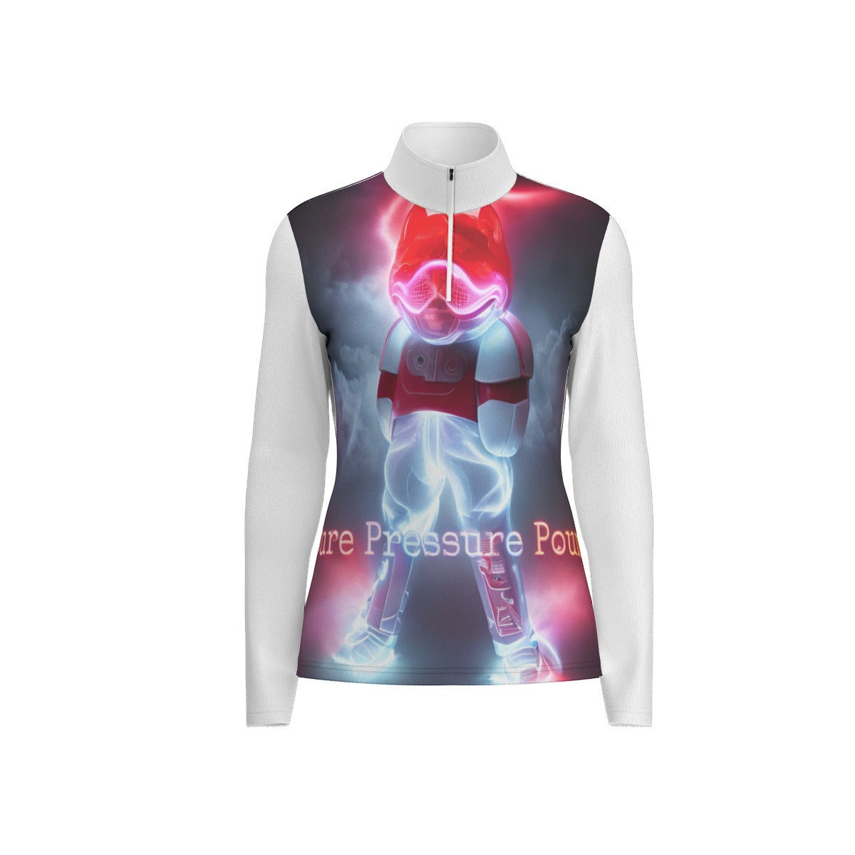 All-Over Print Women's Sports Collar Jersey With Long Sleeve