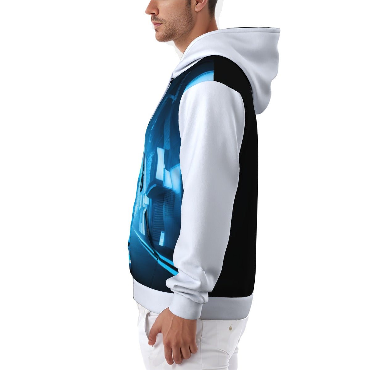 All-Over Print Zip Up Hoodie With Pocket