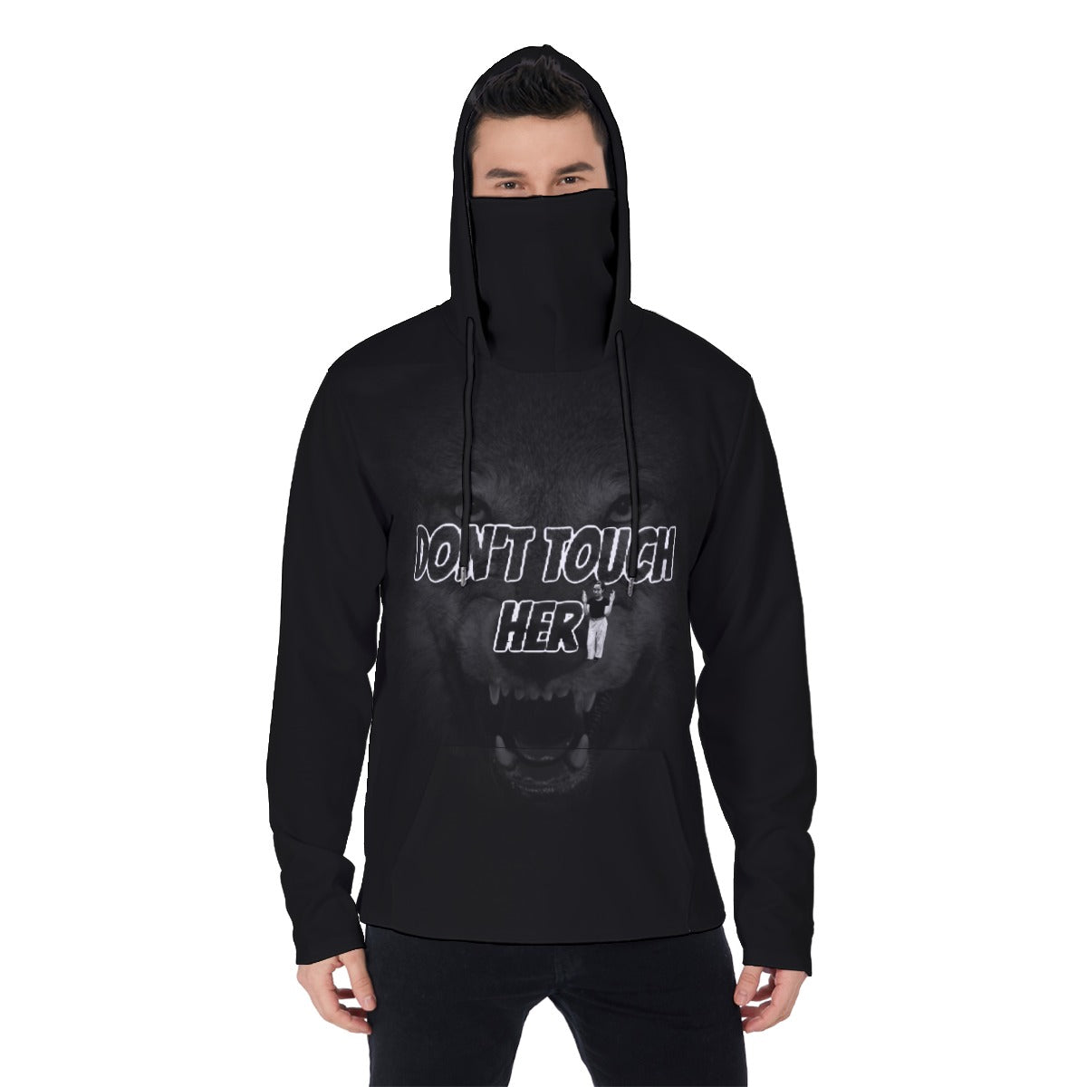 Don’t Touch Her Men's Pullover Hoodie With Mask