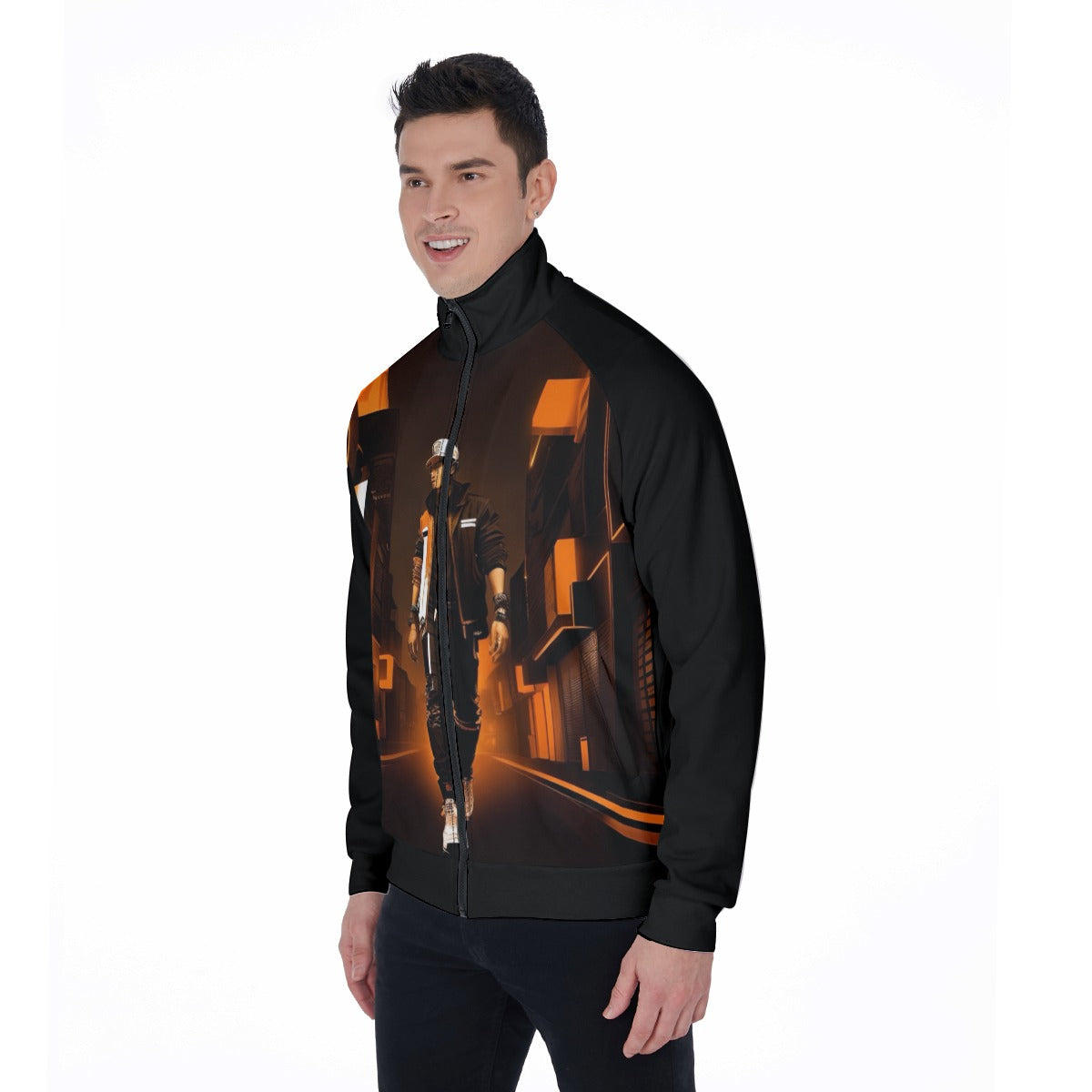 All-Over Print Men's Stand Collar Jacket