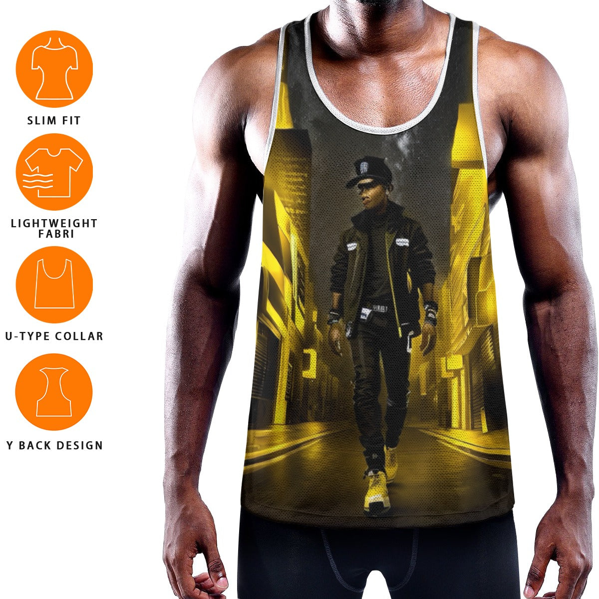 All-Over Print Men's Slim Y-Back Muscle Tank Top