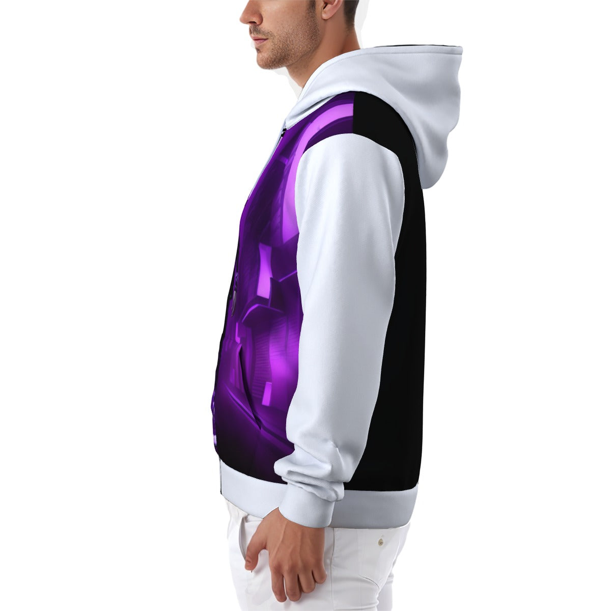 All-Over Print Zip Up Hoodie With Pocket