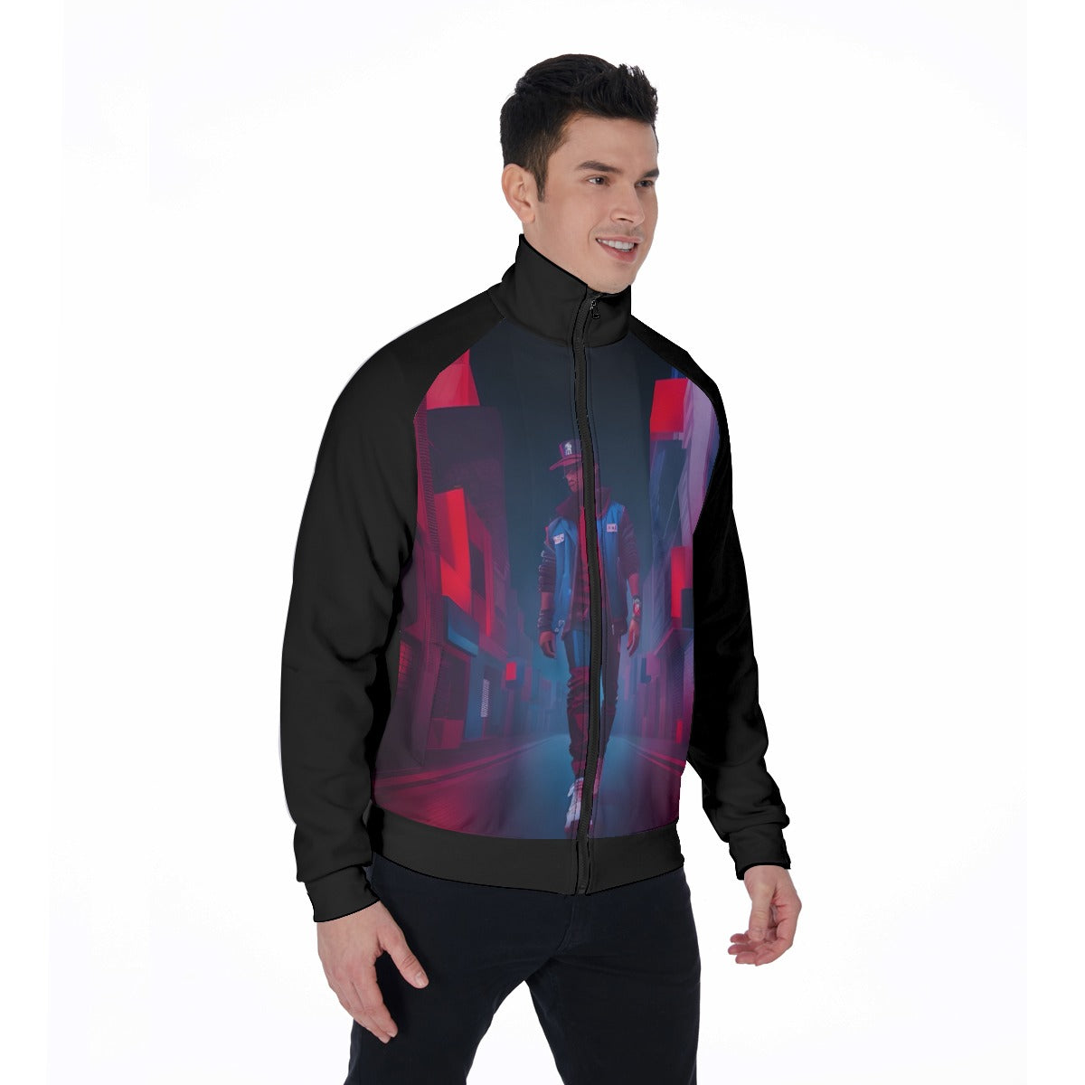 All-Over Print Men's Stand Collar Jacket