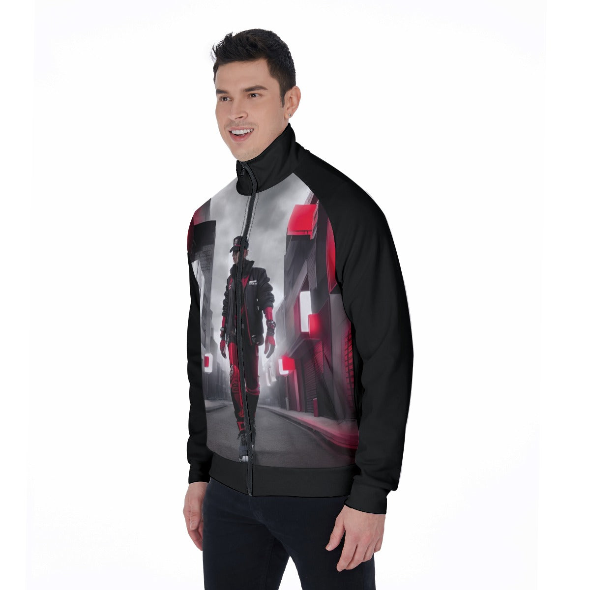 All-Over Print Men's Stand Collar Jacket