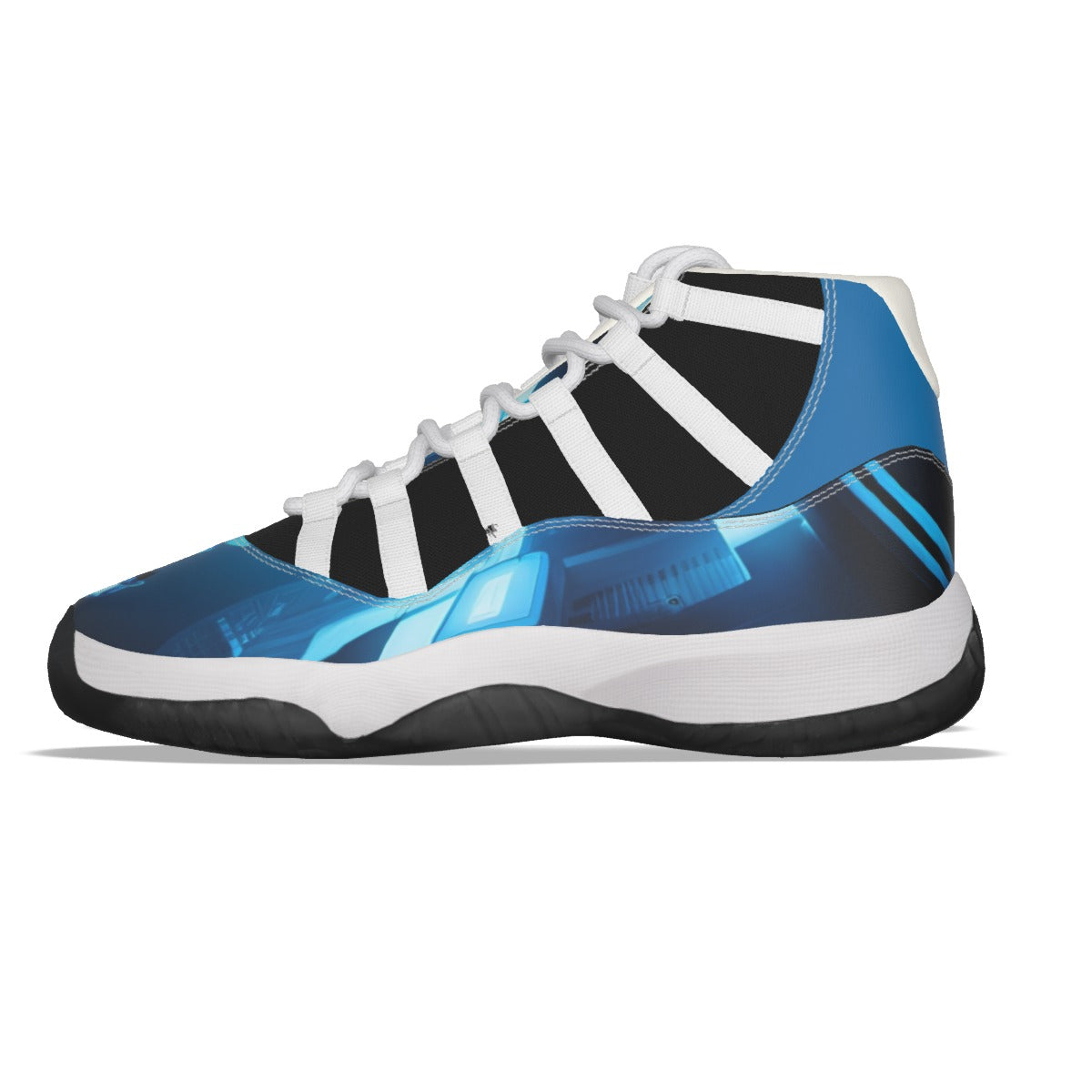 The Elite Experience: Men's High Top Basketball Shoes (White / Light Blue)