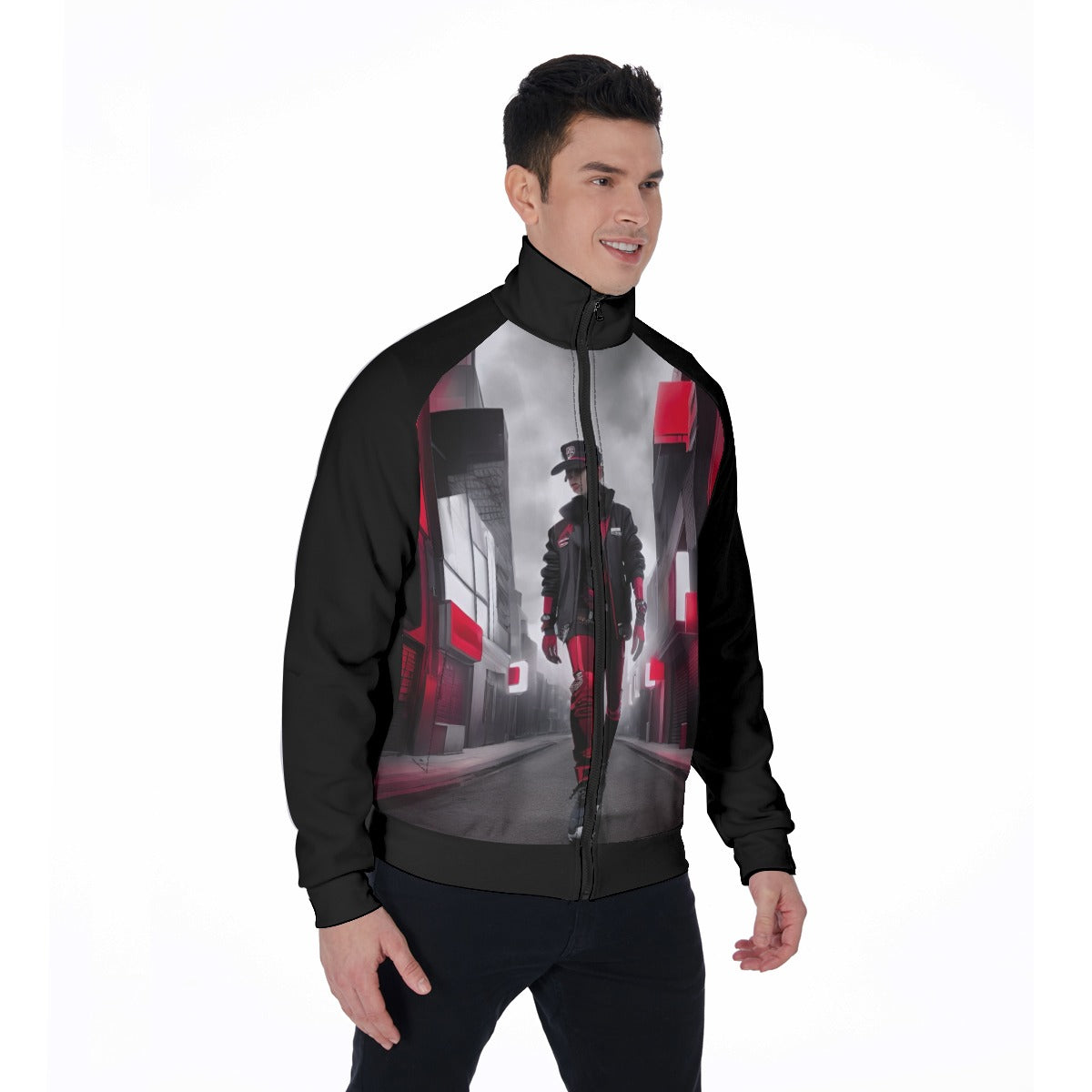 All-Over Print Men's Stand Collar Jacket