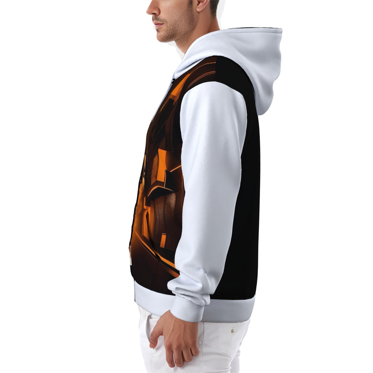 All-Over Print Zip Up Hoodie With Pocket