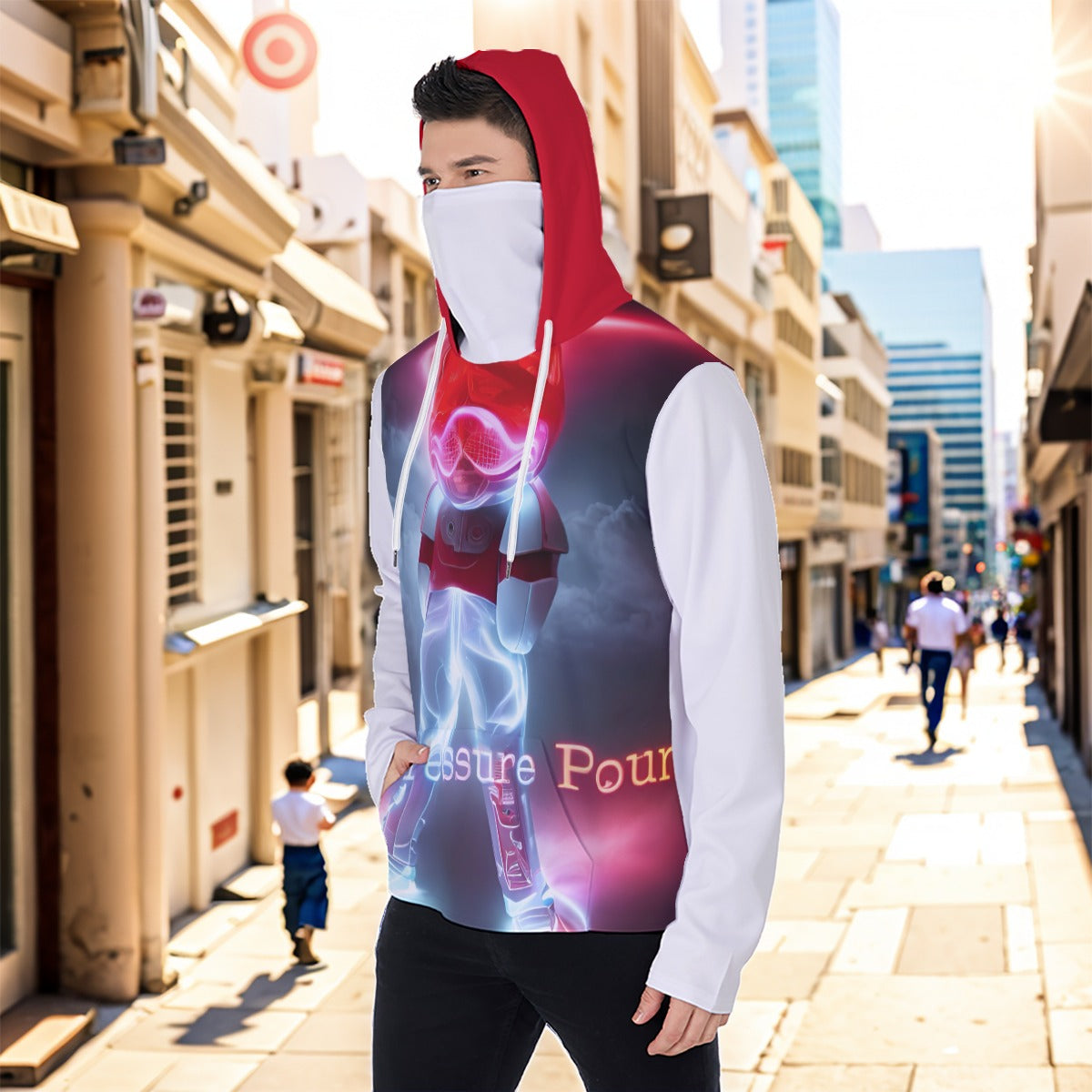 Eco-friendly All-Over Print Men's Masked Hoodie