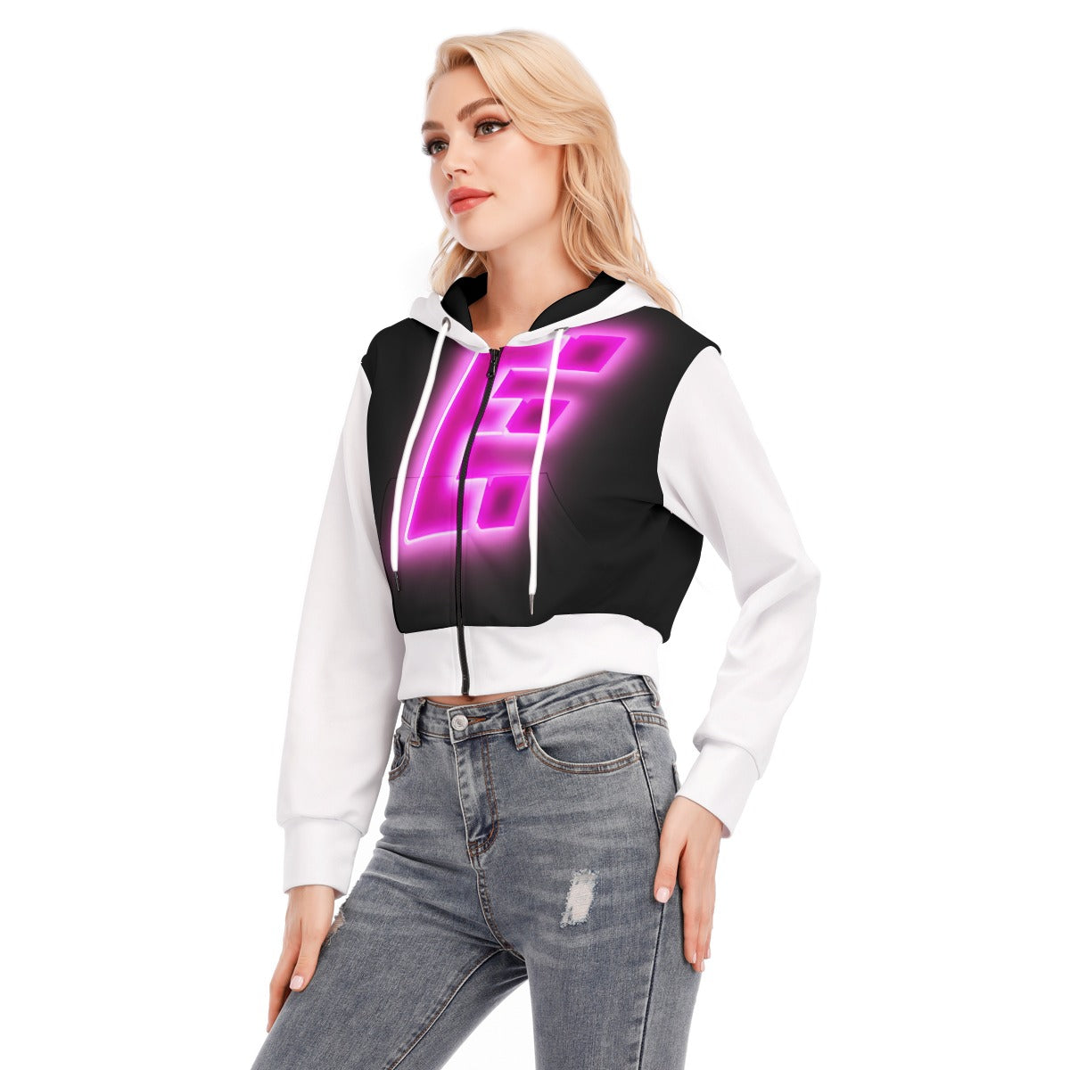 The Elite Experience
 Women's Crop Top Hoodie With Zipper Closure (pink)