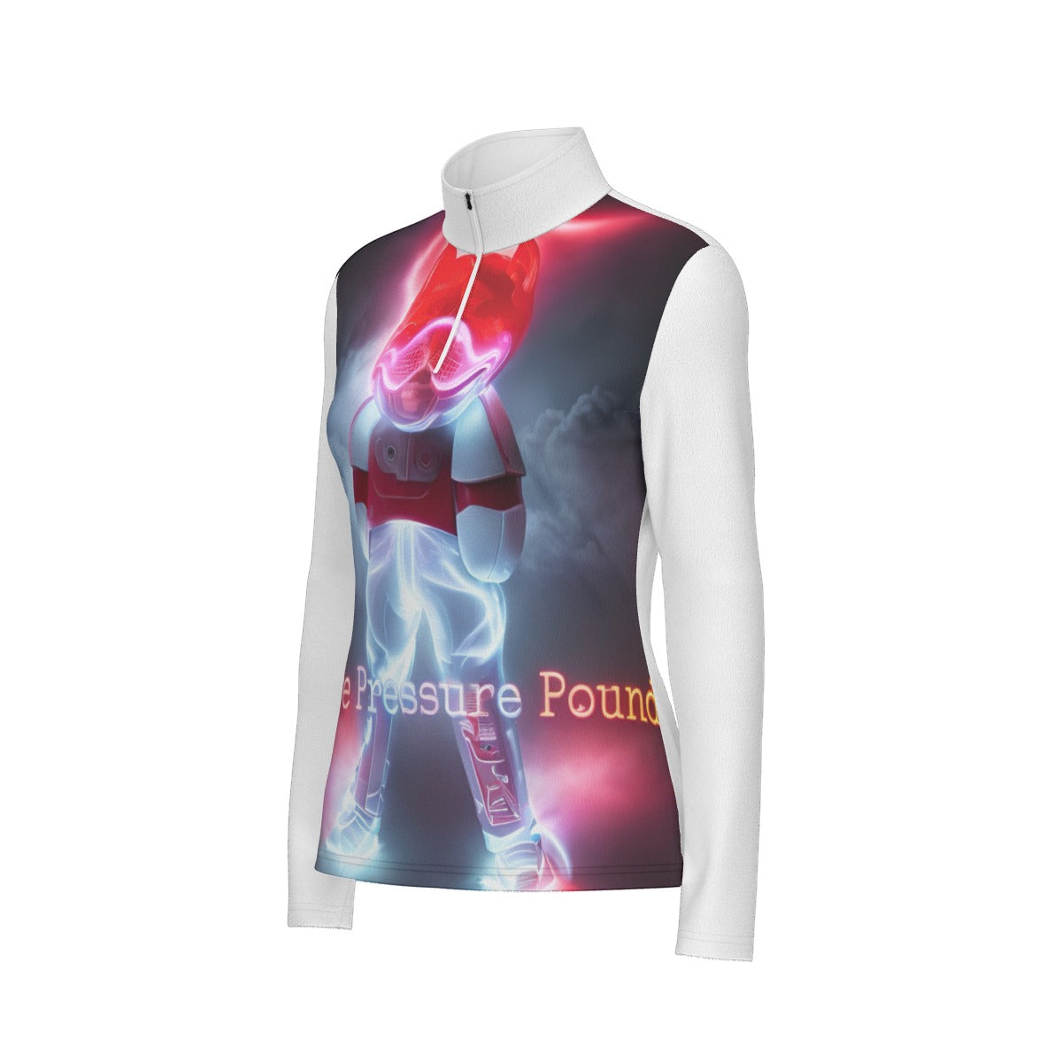 All-Over Print Women's Sports Collar Jersey With Long Sleeve