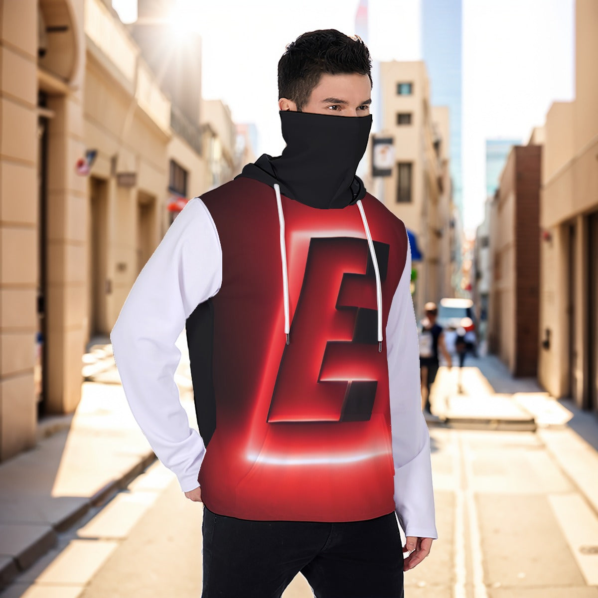 The Elite Experience: Eco-friendly All-Over Print Men's Masked Hoodie