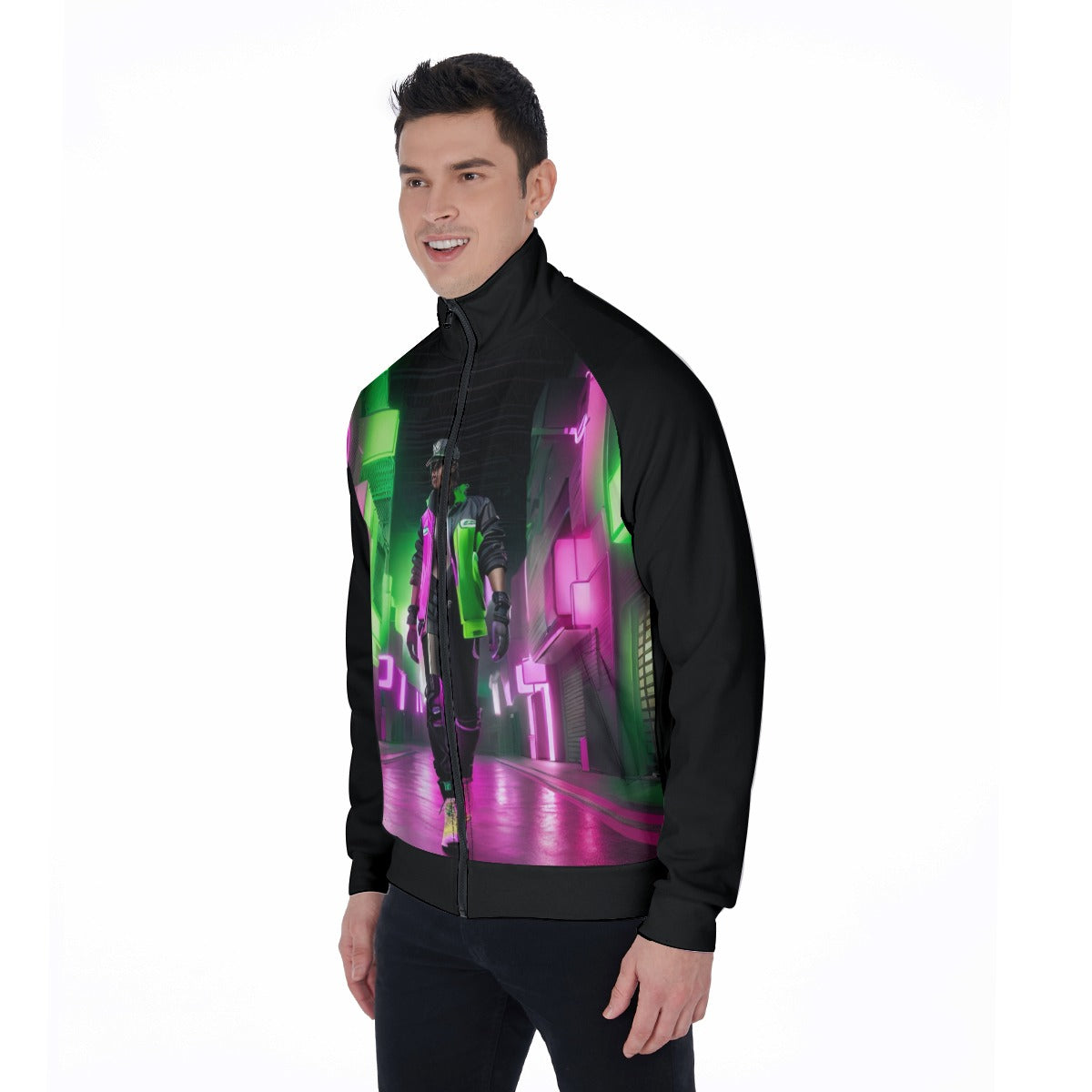 All-Over Print Men's Stand Collar Jacket