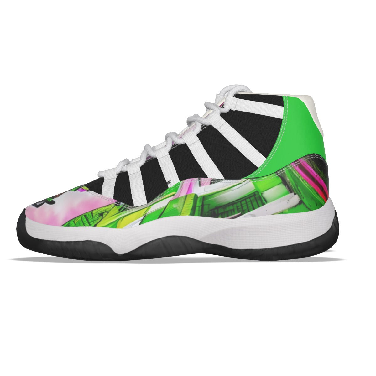 The Elite Experience: Men's High Top Basketball Shoes (pink / Lime Green / Black / White)