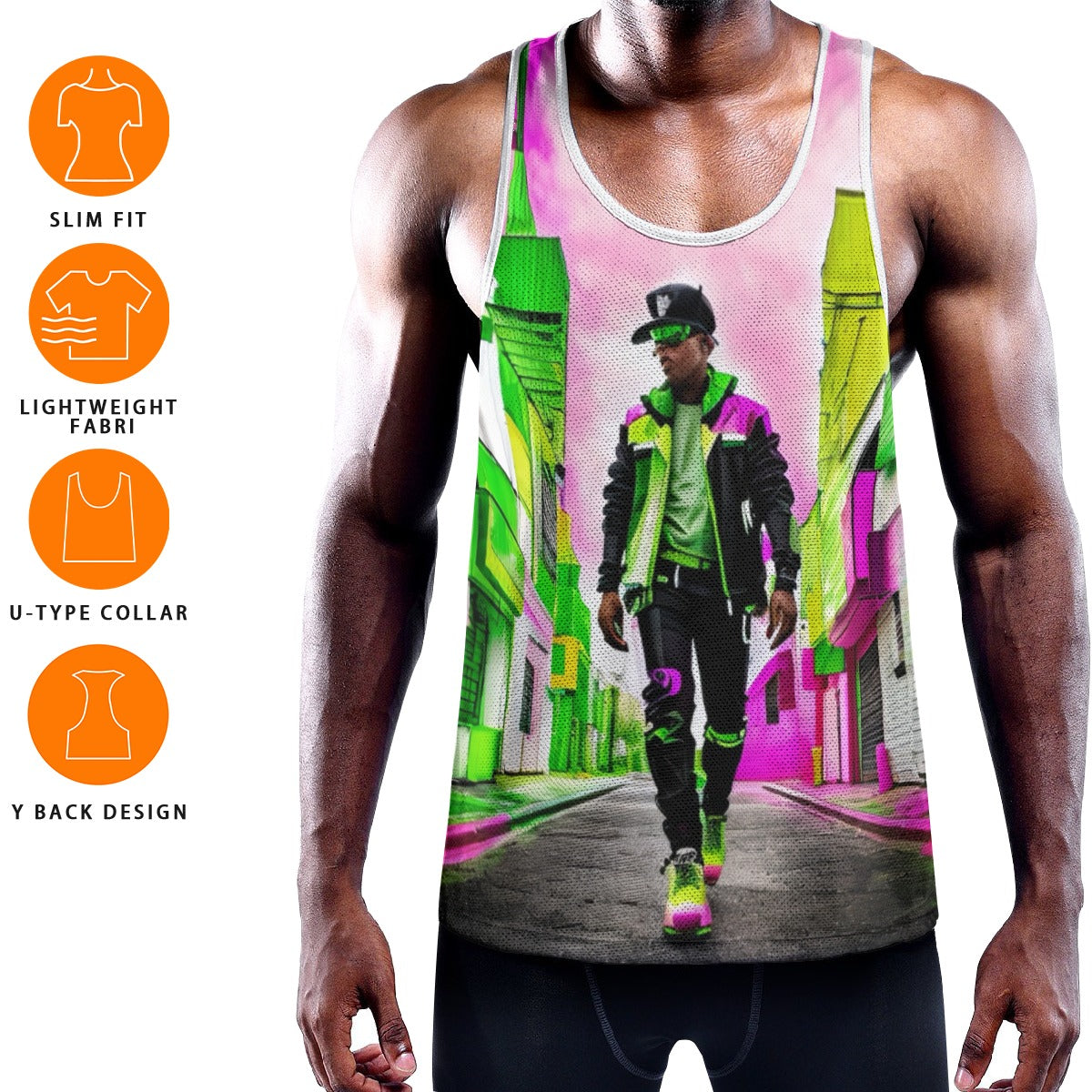 All-Over Print Men's Slim Y-Back Muscle Tank Top