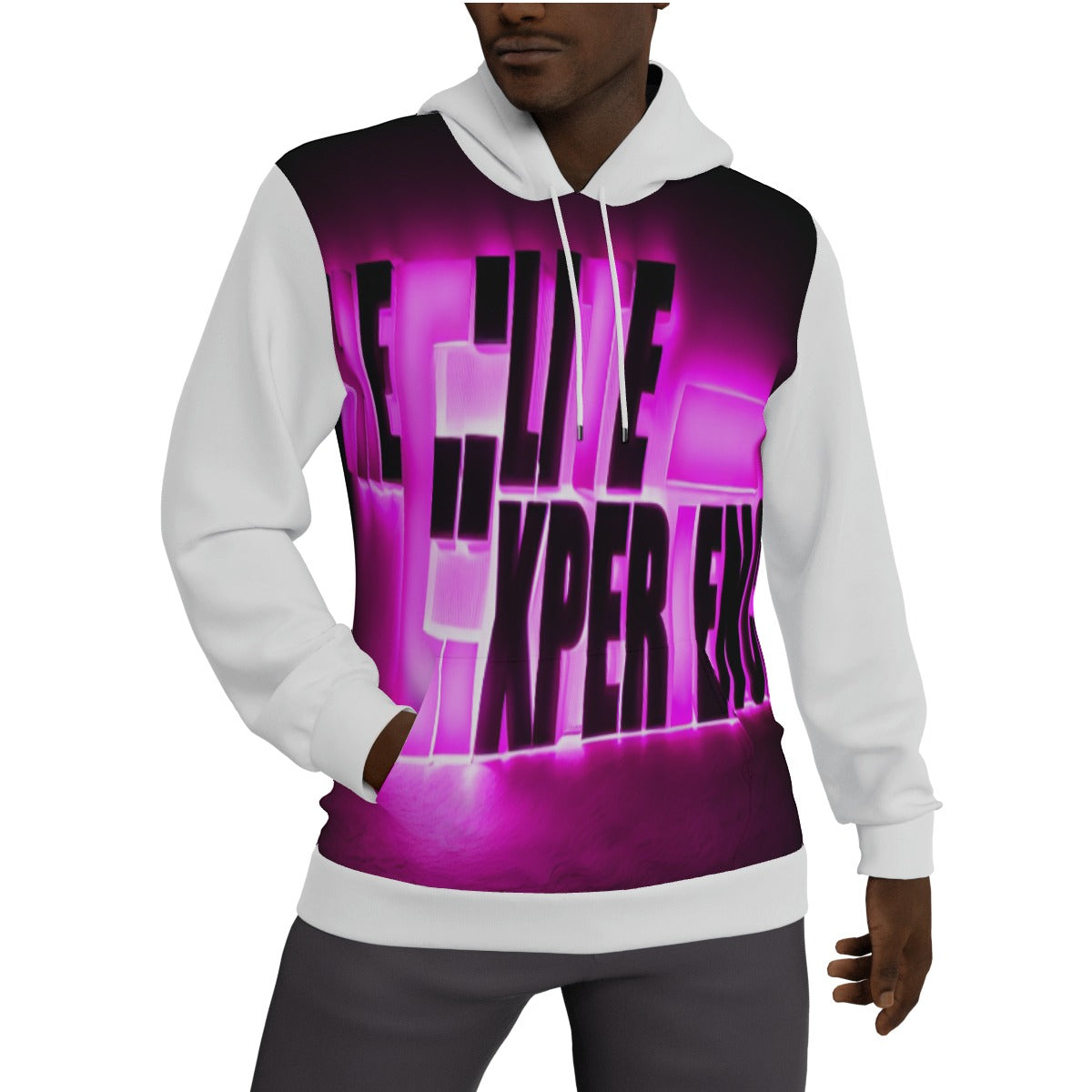 The Elite Experience
 Men's Thicken Pullover Hoodie (pink Words)