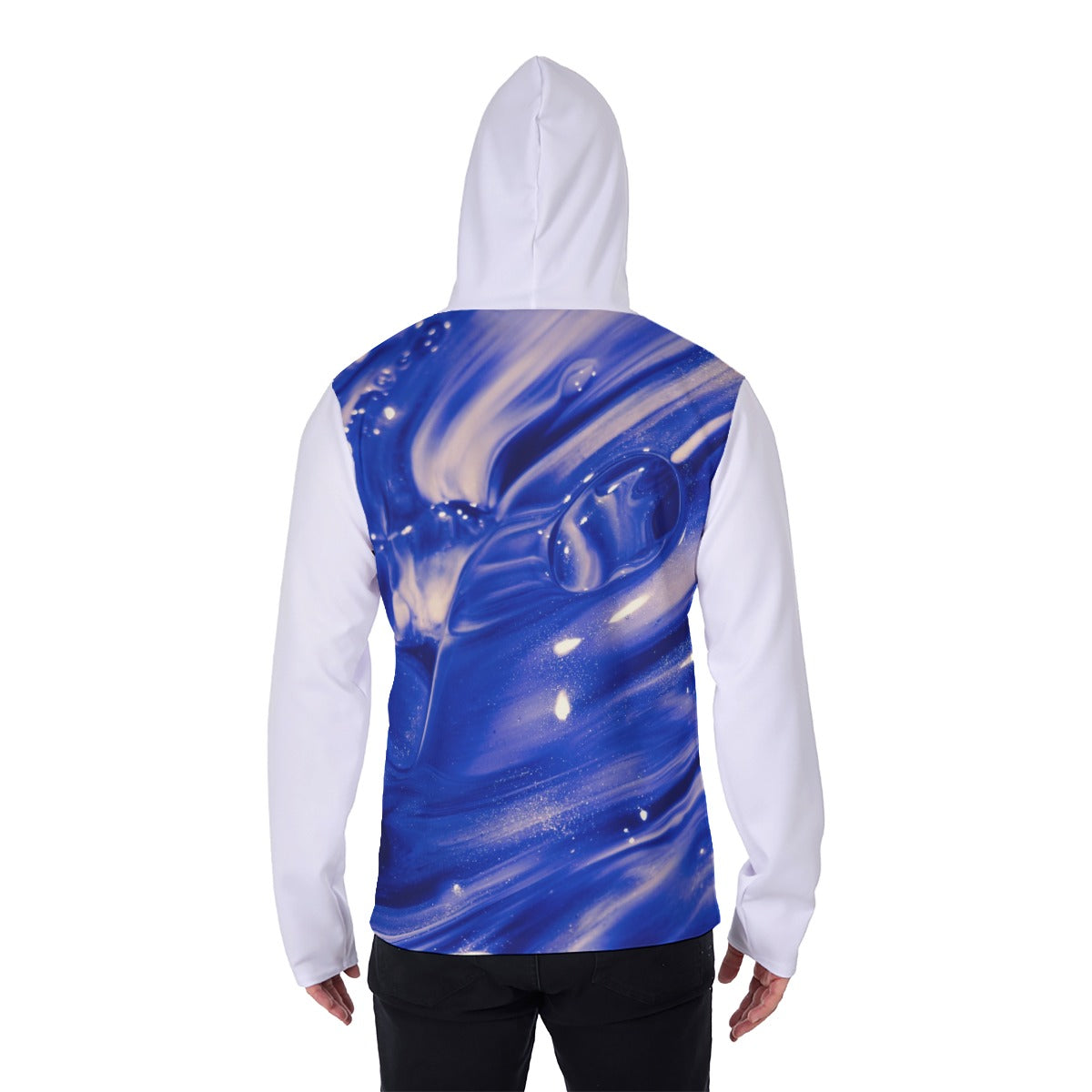 PG Yergey: Men's Heavy Fleece Hoodie With Mask (White / Royal)