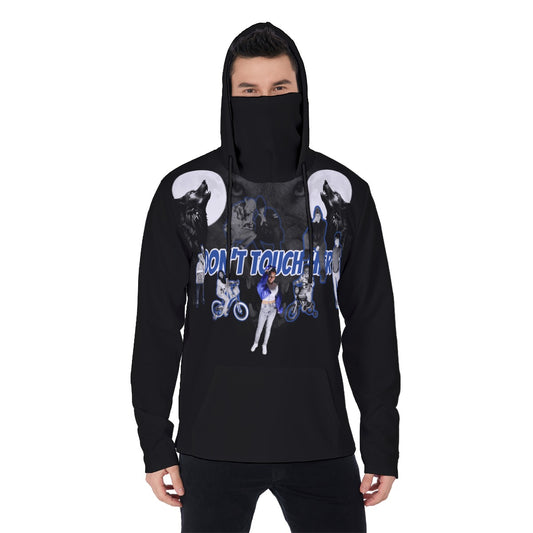 Don’t Touch Her Royal Blue Men's Pullover Hoodie With Mask