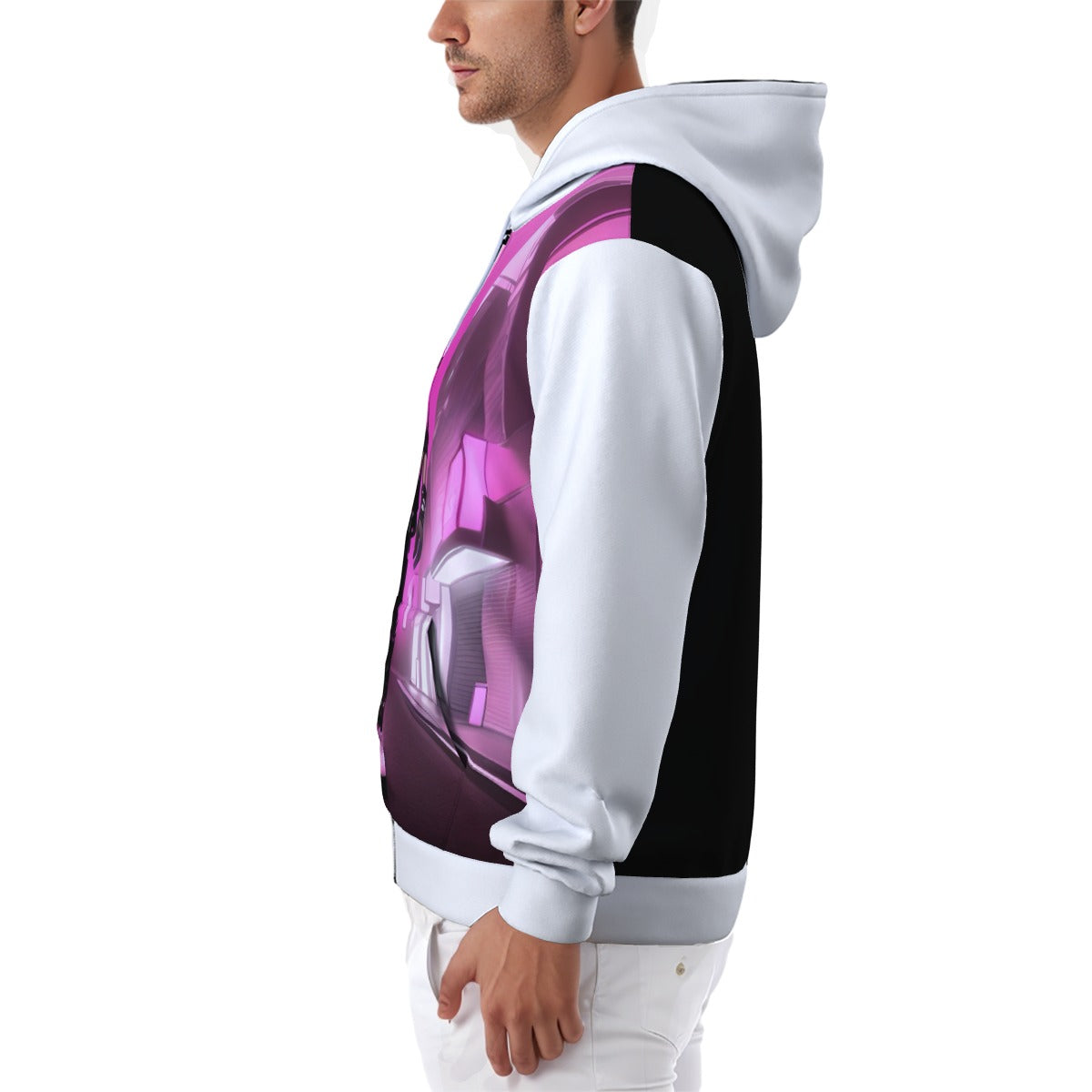 All-Over Print Zip Up Hoodie With Pocket