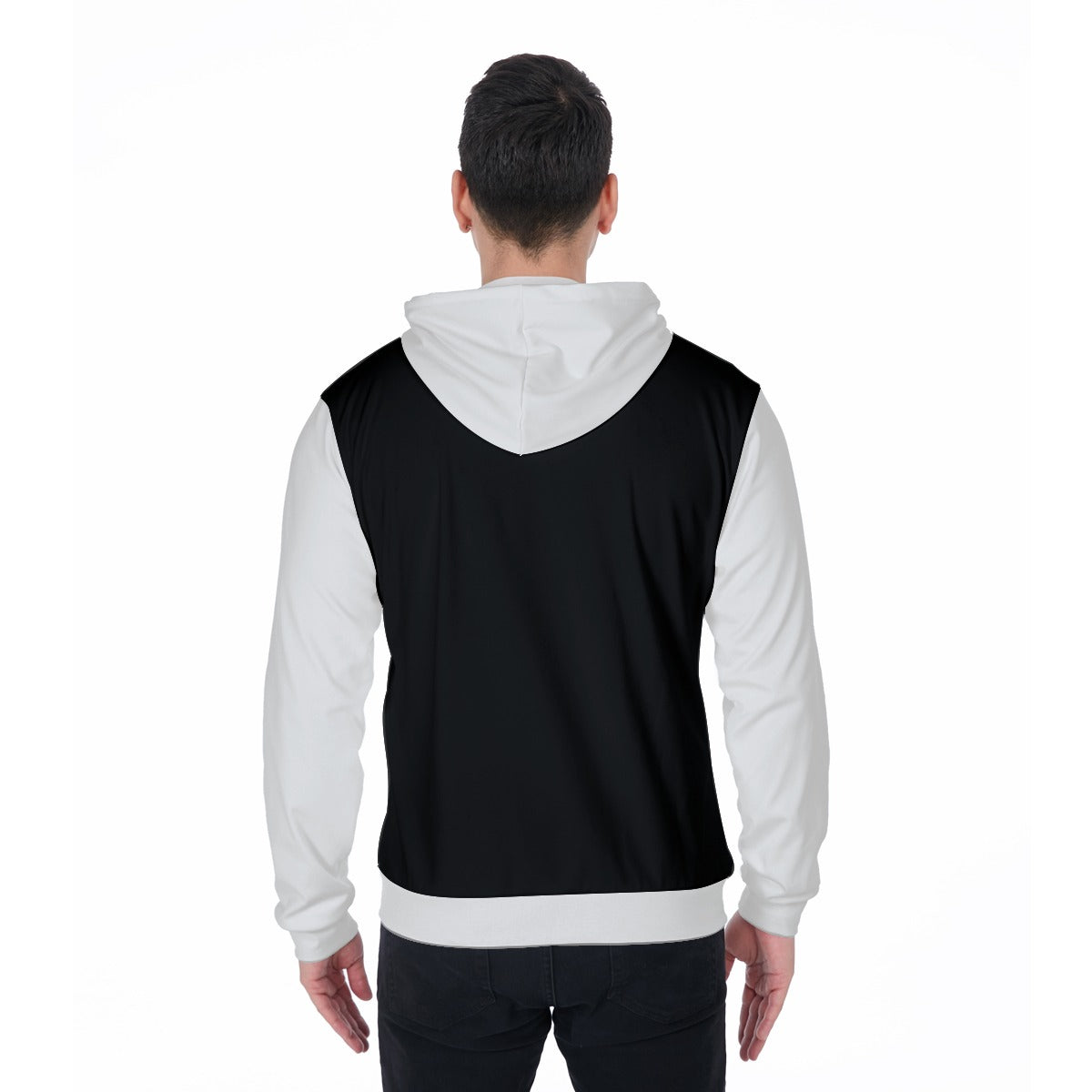 Pg Yergey:  Men's Heavy Fleece Zip Up Hoodie (White / Black)