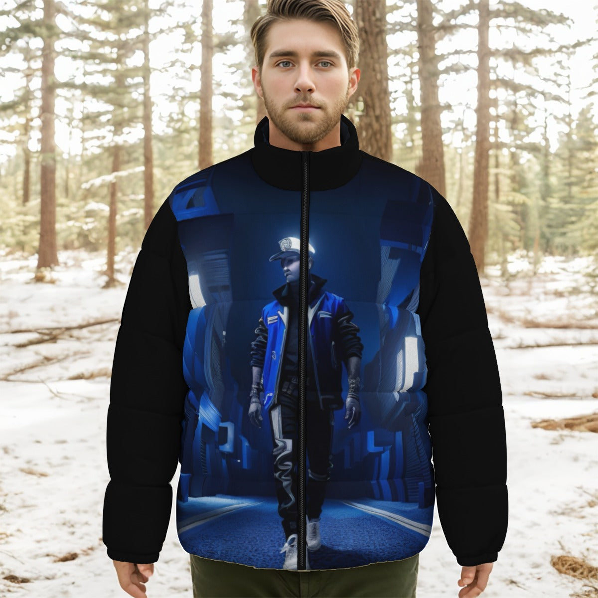 All-Over Print Unisex Stand-up Collar Down Jacket