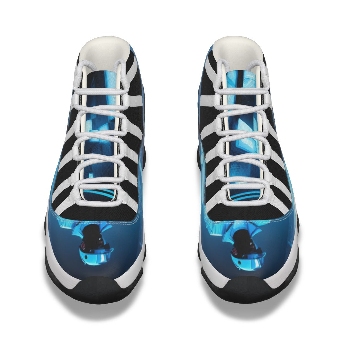 The Elite Experience: Men's High Top Basketball Shoes (White / Light Blue)